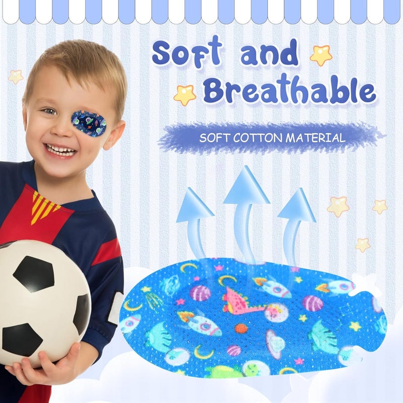 Copkim 200 Pcs Adhesive Eye Patches for Kids Boys 20 Styles Breathable Boy Eye Patch Bulk Light Blocking Cotton Adhesive Bandages for Toddler Boys, 3 x 2 Inch - Image 3